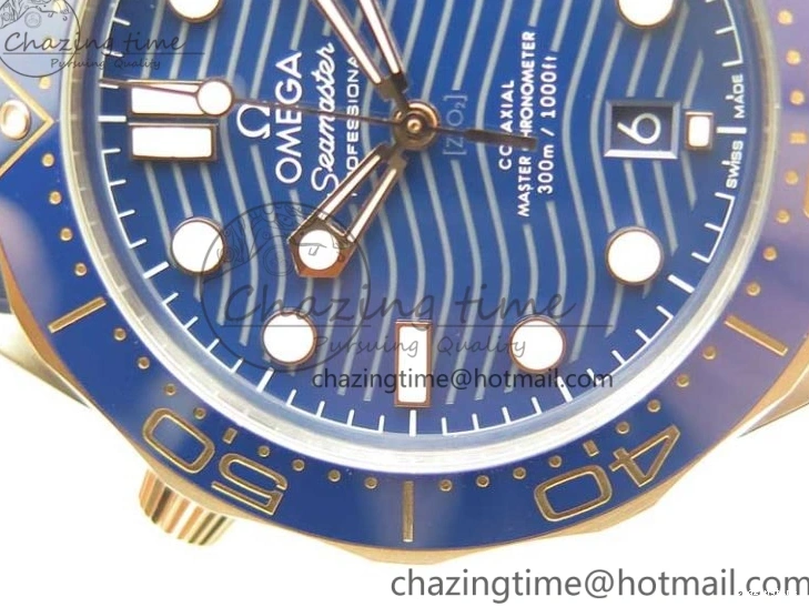 0427 2018 Seamaster Diver 300M SS RG VSF 1:1 Best Edition RG Bezel Blue Dial on Blue Rubber Strap A Contemporary 7927